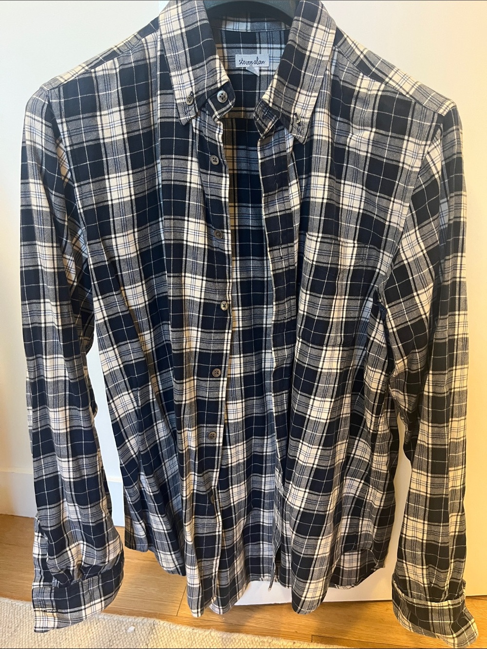 Steven Alan Navy & White Plaid Button-Down Shirt